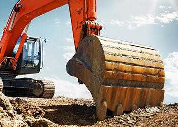 Excavator with Bucket Attachment